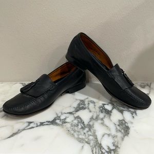 Cole Haan Resort Black Leather Slip-On Tasseled Loafers